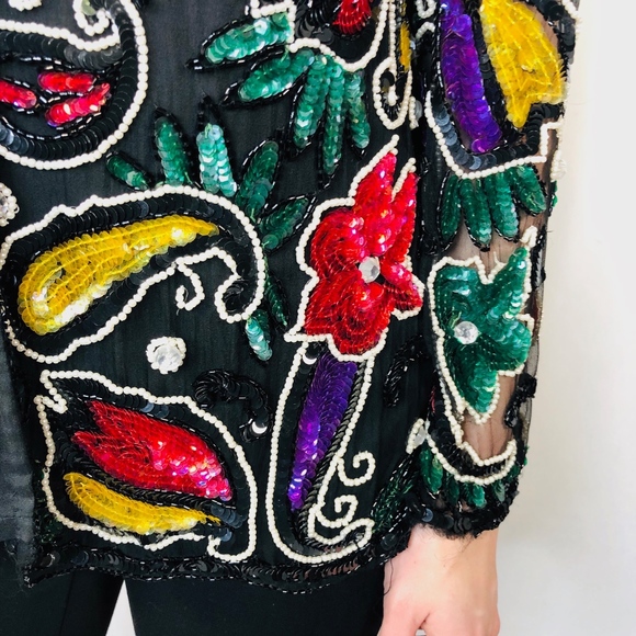 Vintage Nina Couture Beaded Sequin Jacket 0448 - Picture 6 of 7